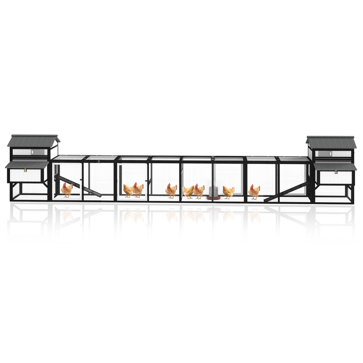 Large chicken coop with run for 4–12 chickens, includes 4 nesting boxes - PET27