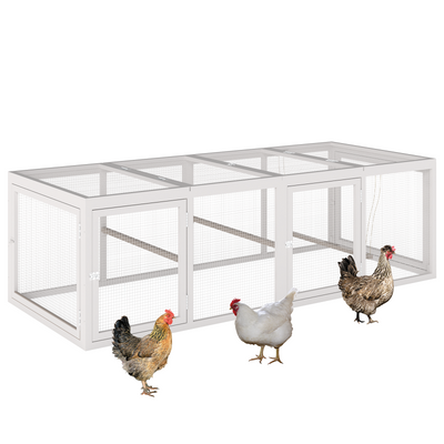 PETSCOSSET 106"L Chicken Coop with Run, Large Chicken Tractor Outdoor Hen House for 2-6 Chickens with 4 Nesting Boxes