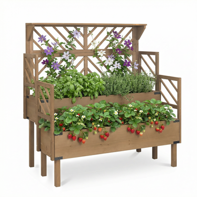 Raised Garden Bed - 2-Tier Vertical with Trellis