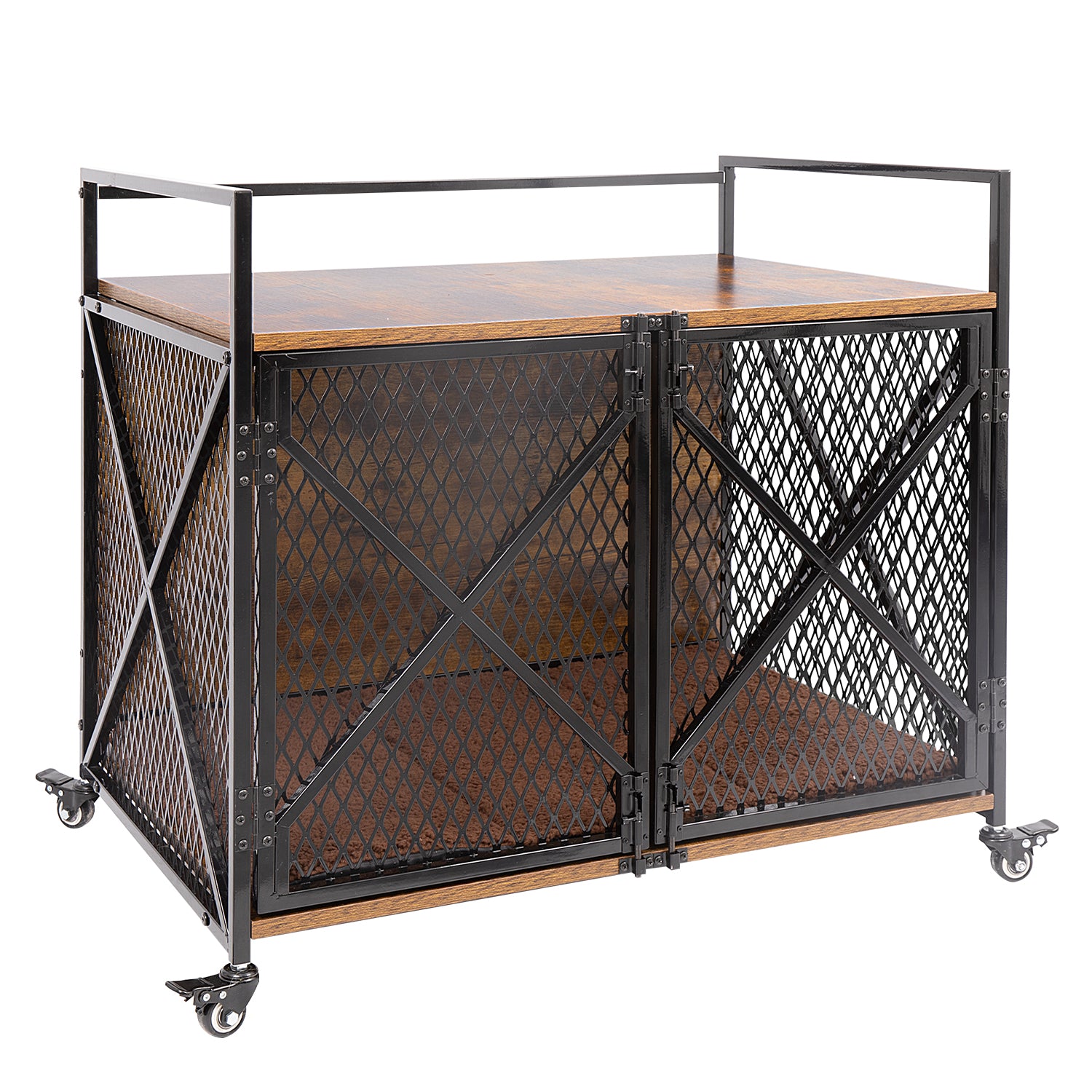 PETSCOSSET Dog Crate Furniture, 41″L Wooden Dog Kennel with Cushion