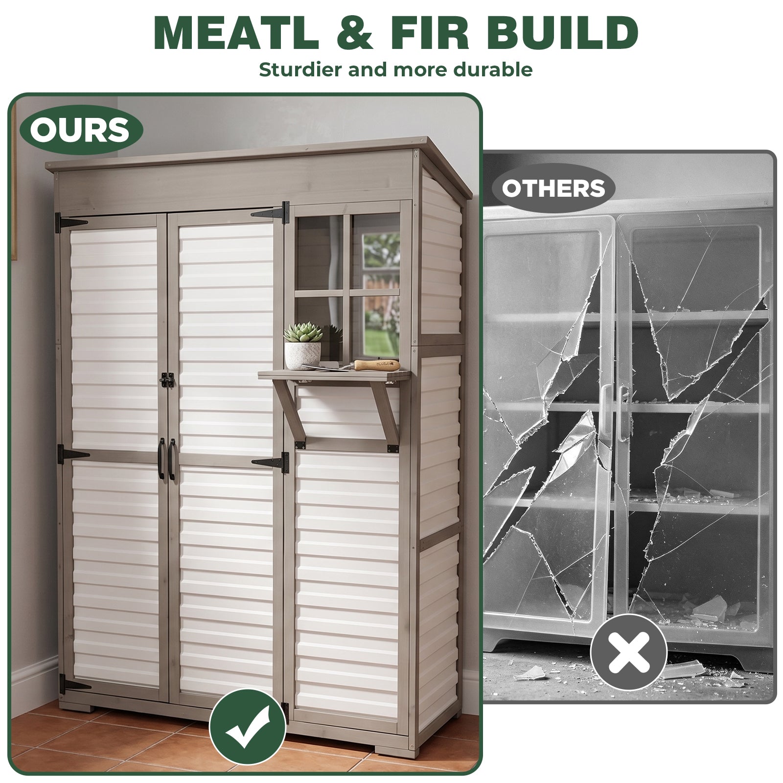 Extra Large (70.5 ″ Tall) Outdoor Storage Cabinet with Fold-Out Work Table-GF38