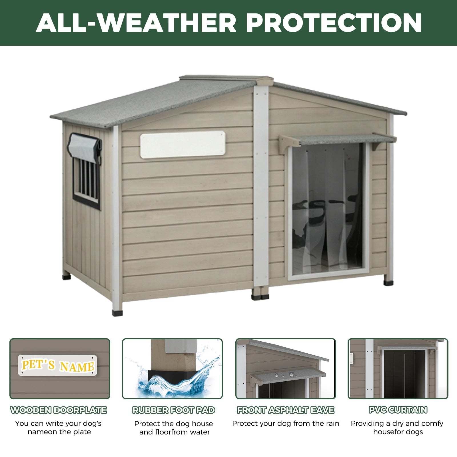 XL Dog House (55.1"L) - Chew-Proof Metal & Waterproof - PET57
