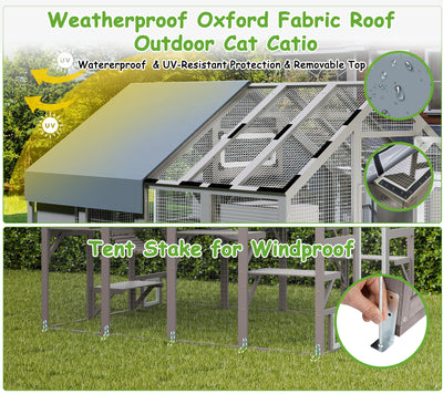 Weatherproof Walk-In Cat Enclosure with Bridges,4 Platforms & 2 Resting Boxes-PET12NEW