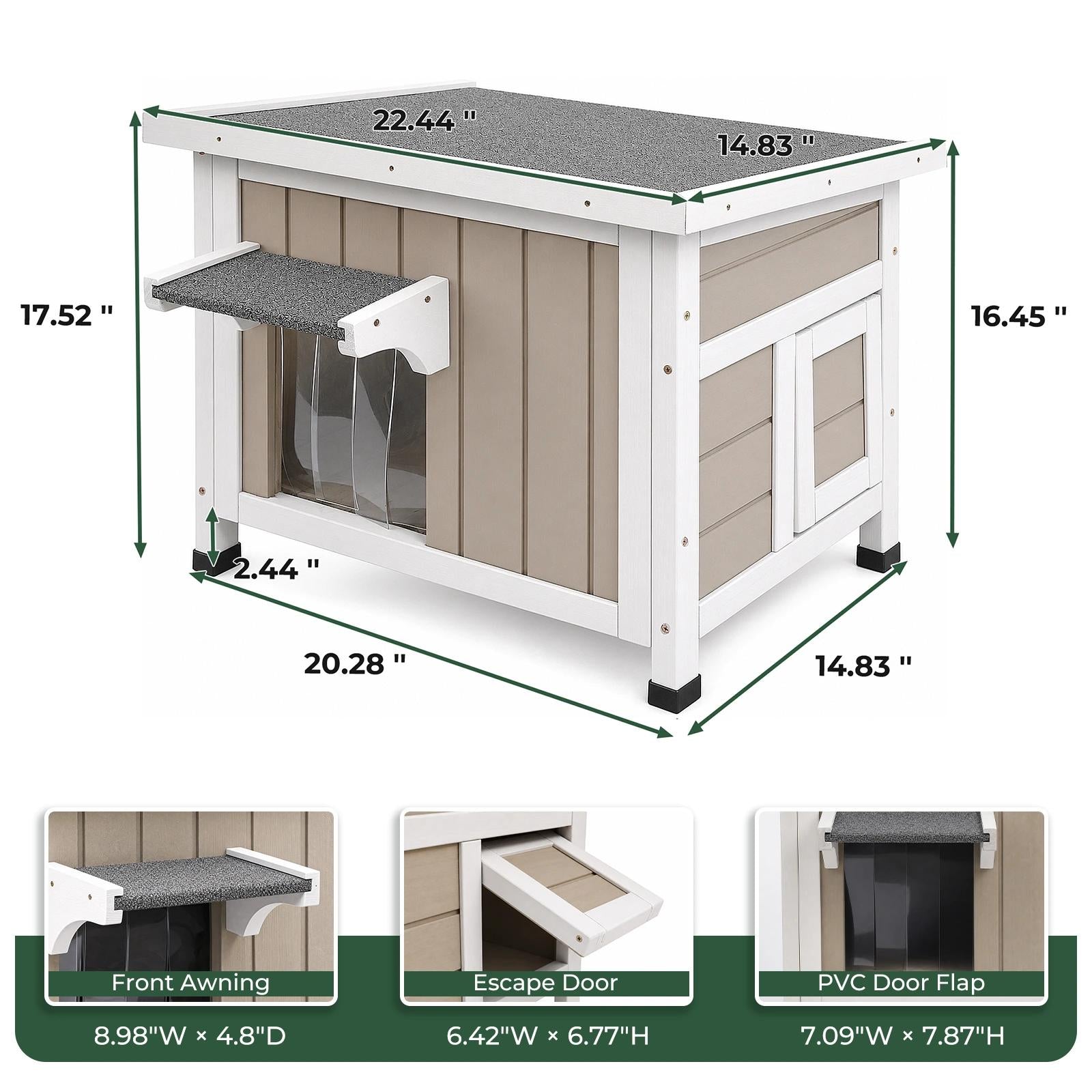 Outdoor Cat House Weatherproof & Feral Shelter Elevated