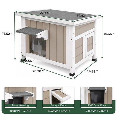 Weatherproof Wooden Cat House with Elevated Bottom- PET18