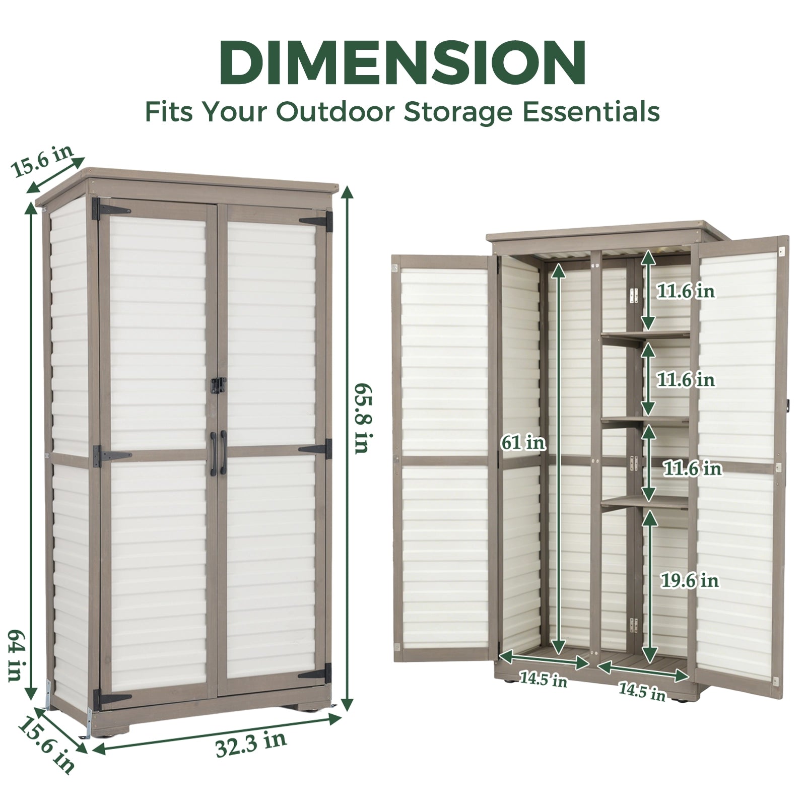 Indoor & Outdoor Waterproof Storage Cabinet with Shelves -GF32