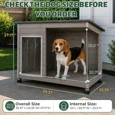 Small Dog House (33.8"L)Metal-Reinforced Chew-Proof Rainproof - PET63