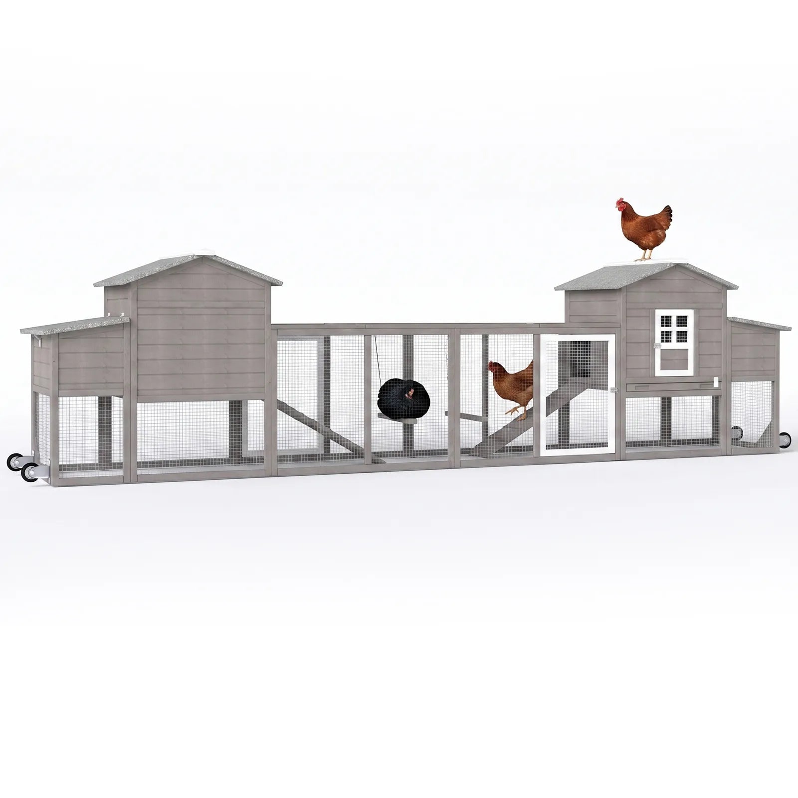 Medium Chicken Coop for 3-5 Chickens with Nesting Box, Tray and Wheels - PET21W