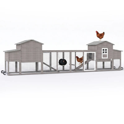 Medium Chicken Coop for 3-5 Chickens with Nesting Box, Tray and Wheels - PET21W