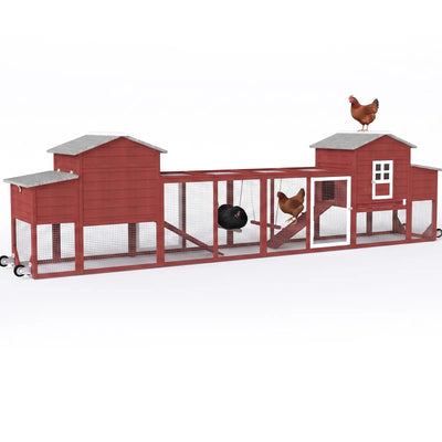 Medium Chicken Coop for 3-5 Chickens with Nesting Box, Tray and Wheels - PET21W