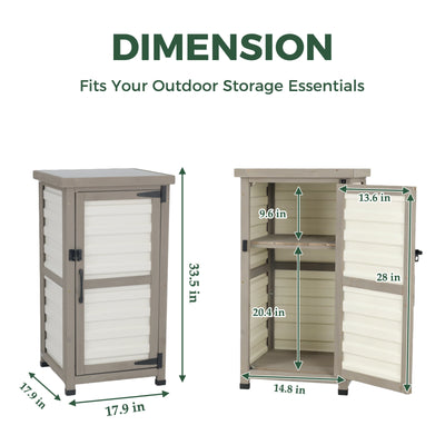 Outdoor Waterproof Storage Cabinet with Metal Top & Adjustable Shelves-GF35