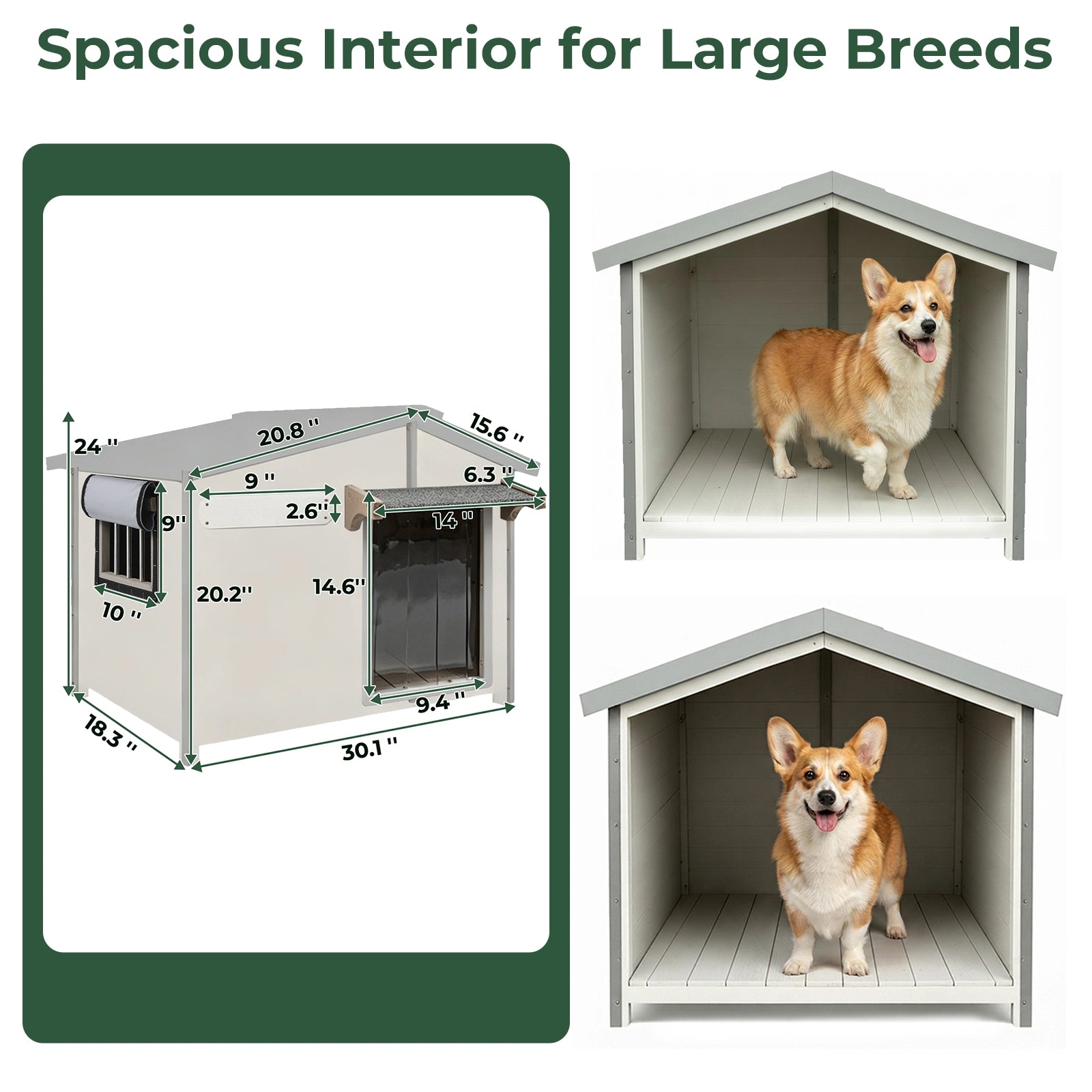 Small Dog House (30.1"L)Metal-Reinforced Chew-Proof Rainproof - PET46