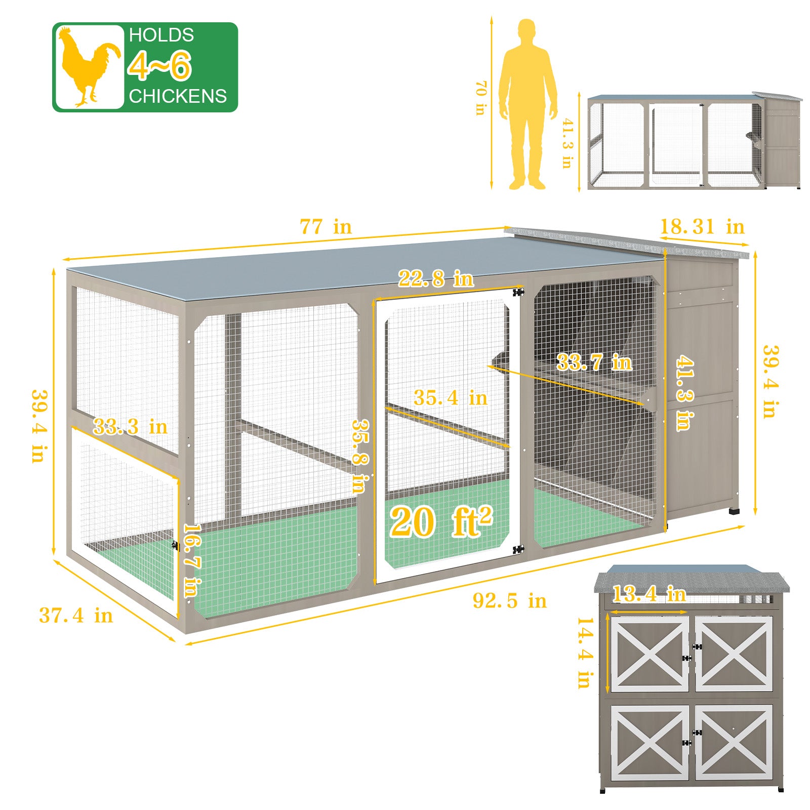 PETSCOSSET Outdoor Large Chicken Coop with Nesting Boxes for Yard Farm Backyard Hen House