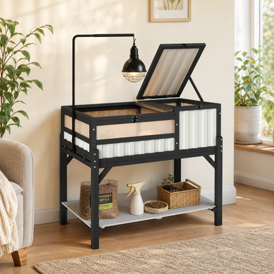 Elevated Tortoise Enclosure  with Lamp Stand & Storage Shelf-TOR06
