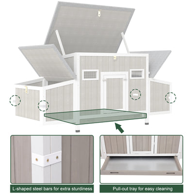 Medium Chicken Coop with Nesting Boxes for 3-5 Chickens - PET84