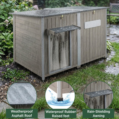 xl dog house with waterproof roof and raised feet