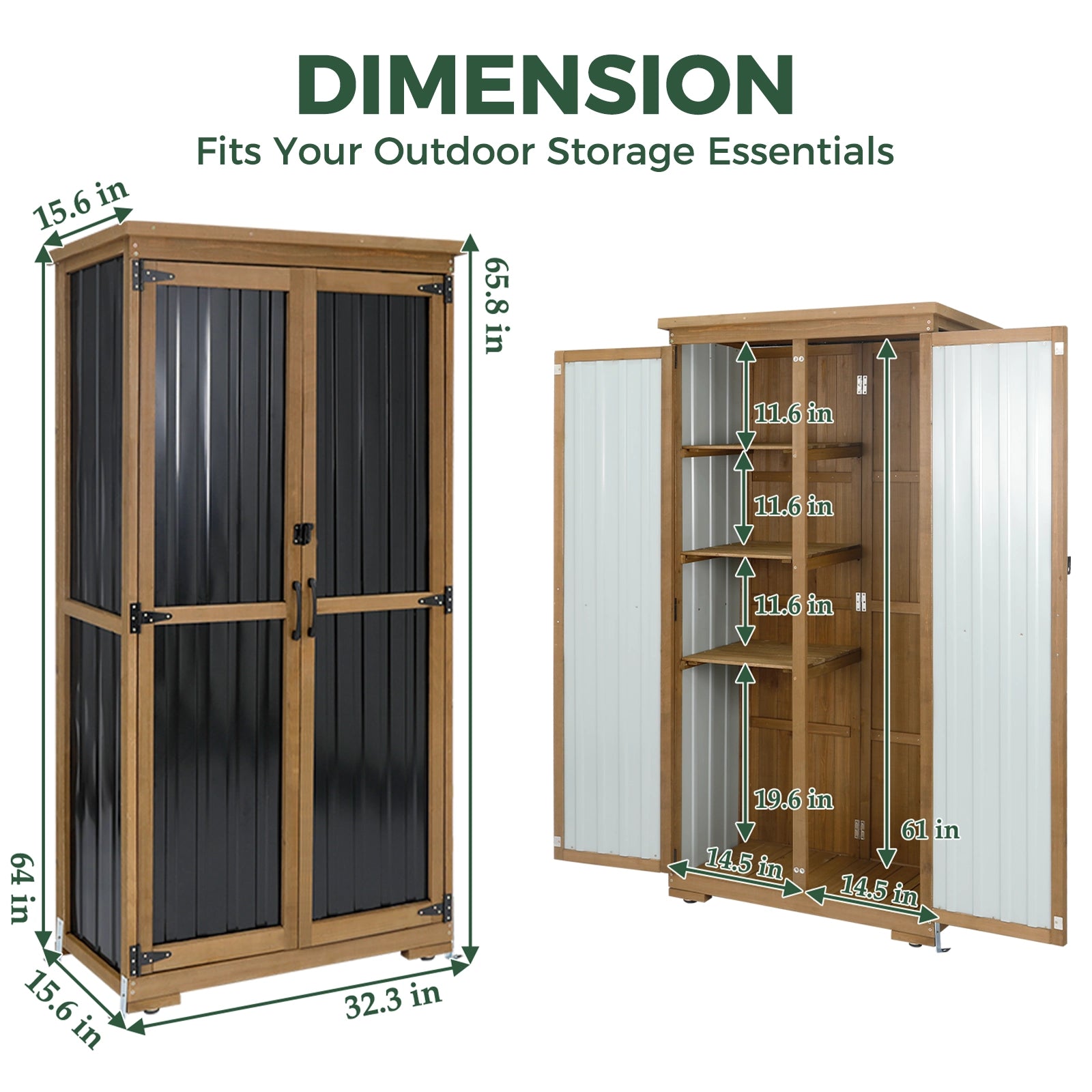 Indoor & Outdoor Waterproof Storage Cabinet with Shelves -GF32