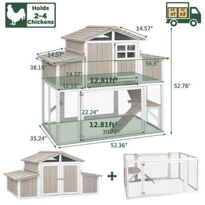 Medium Chicken Coop Predator-Proof for 2–4 Chickens Expandable to Large Coop - PET85