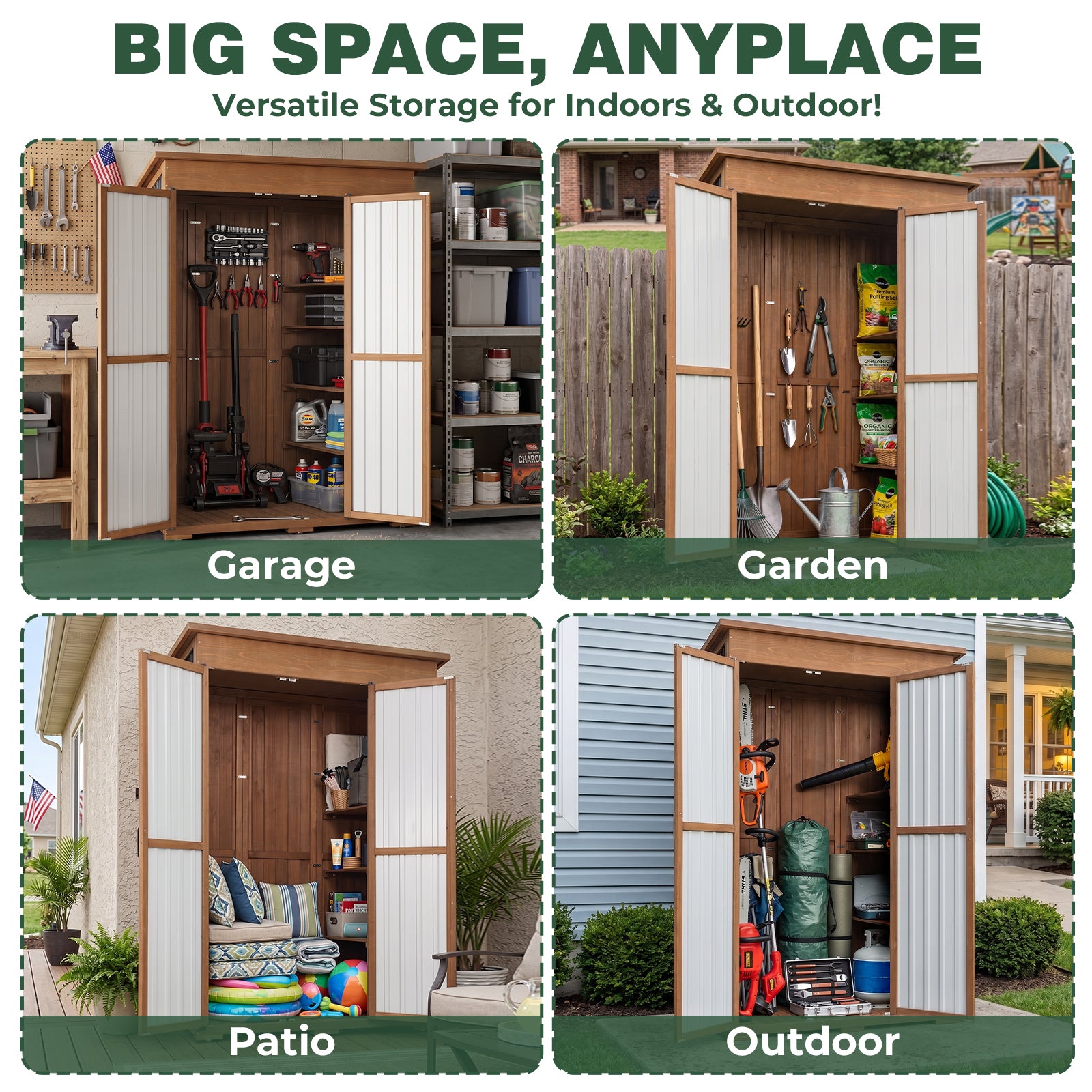 Extra Large (70.5 ″ Tall) Outdoor Storage Cabinet with Fold-Out Work Table-GF38