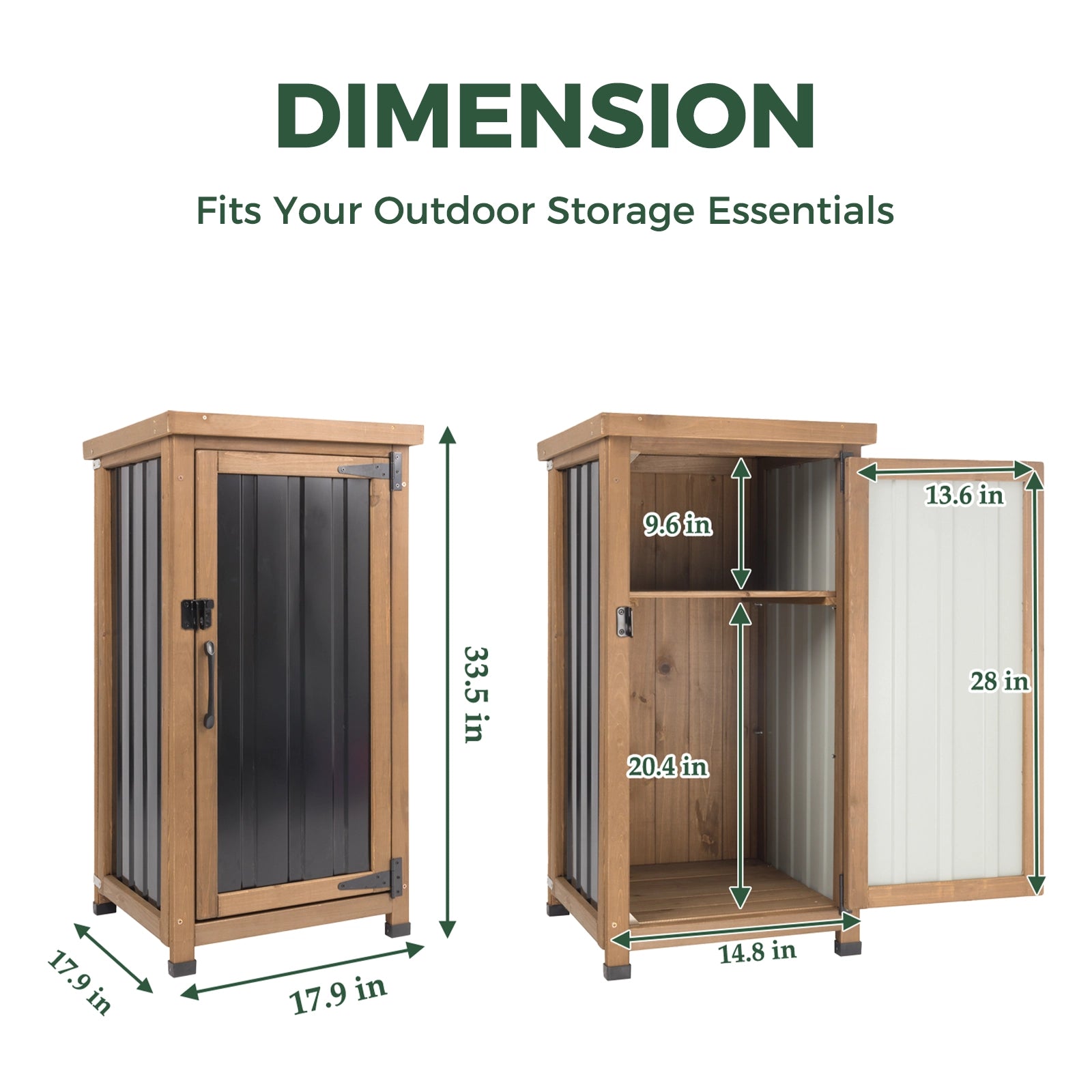 Outdoor Waterproof Storage Cabinet with Metal Top & Adjustable Shelves-GF35