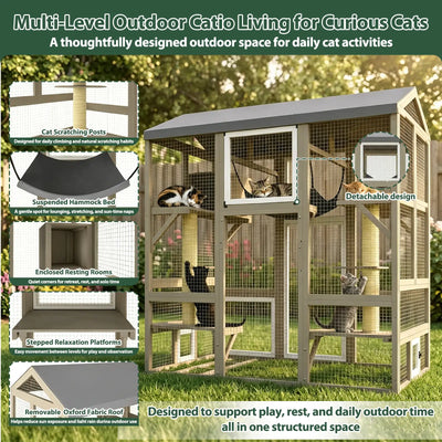4-Story Large Catio Outdoor Enclosure with Waterproof Roof-PET90