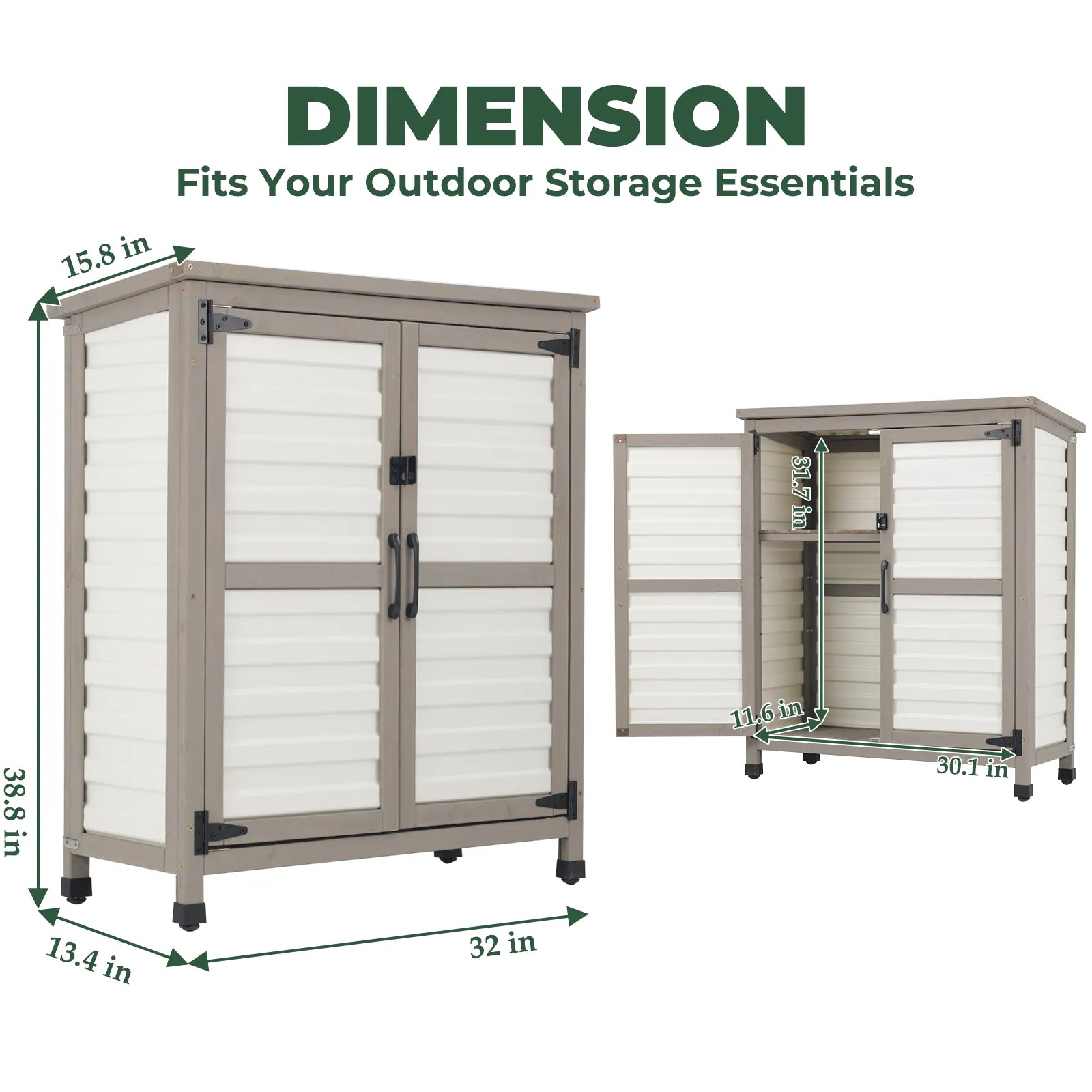 38.8″L Outdoor Storage Shed, Garden Storage Cabinet-GF31