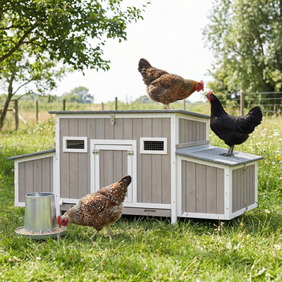 PETSCOSSET 62"L Weatherproof Outdoor Chicken Coop for 2-4 Chickens, Large Hen House with 4 Nesting Boxes