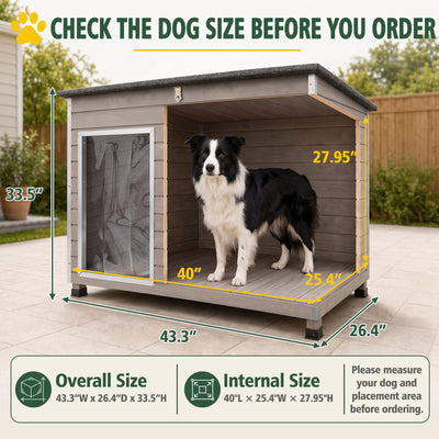 Large Dog House（43.3"L） Metal-Reinforced Chew-Proof Rainproof - PET65