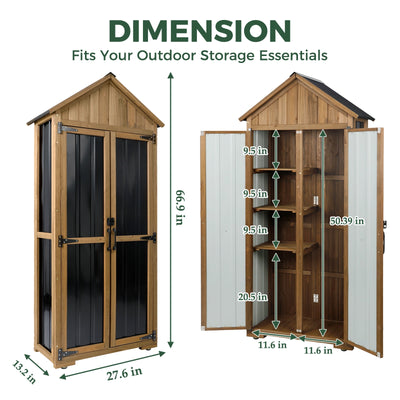 27.55″L Outdoor Storage Shed, Wooden Garden Tool Cabinet-GF34