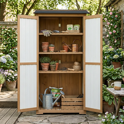 Outdoor Storage Cabinet with Shelves, Waterproof Roof-GF37