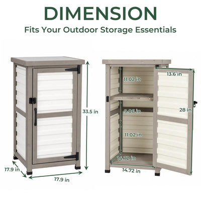 Small (33.5 ″ Tall) Outdoor Storage Cabinet with Metal Top & Shelves - GF35