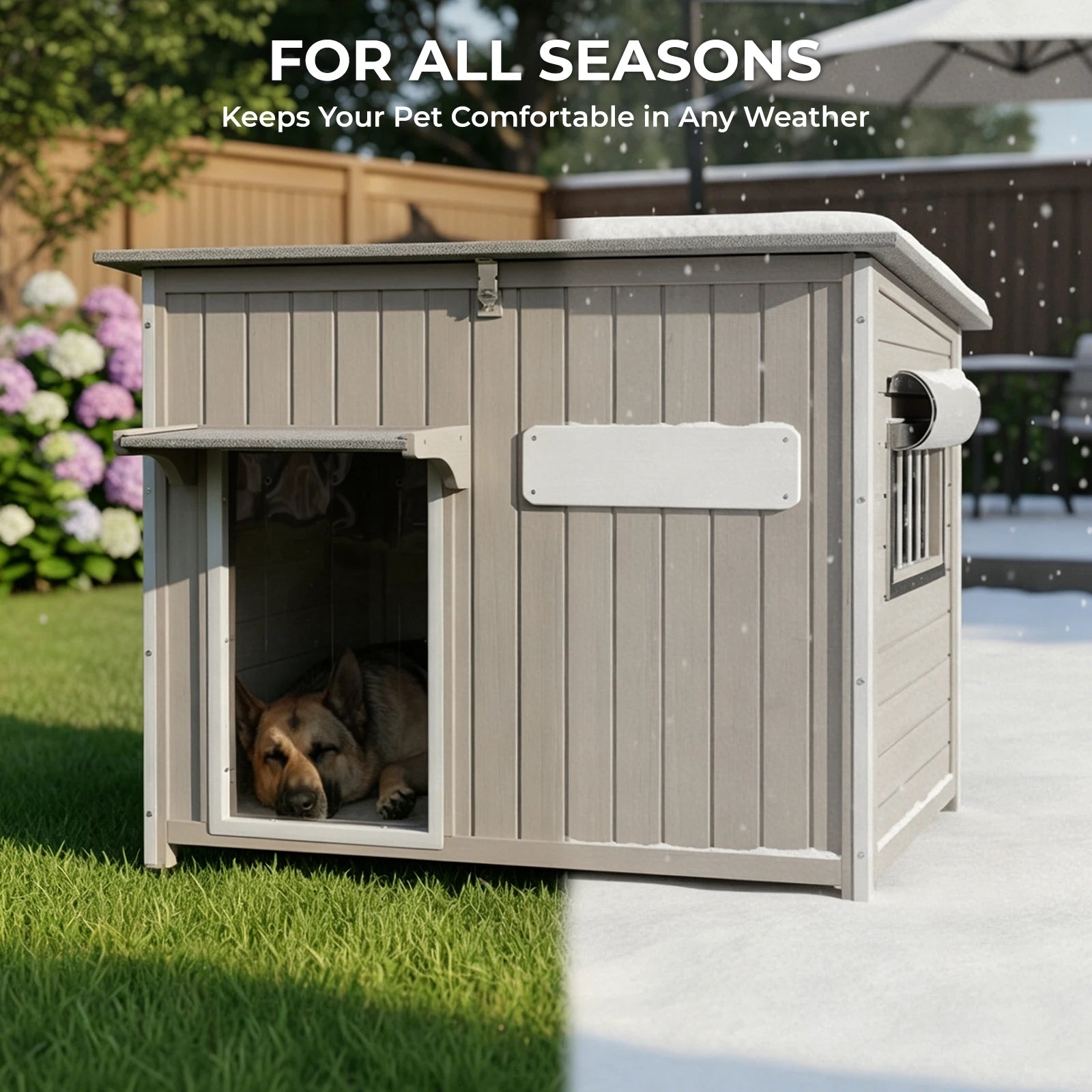 Large Dog House (43.3"L) - Metal Chew-Proof, 180lbs Capacity - PET48