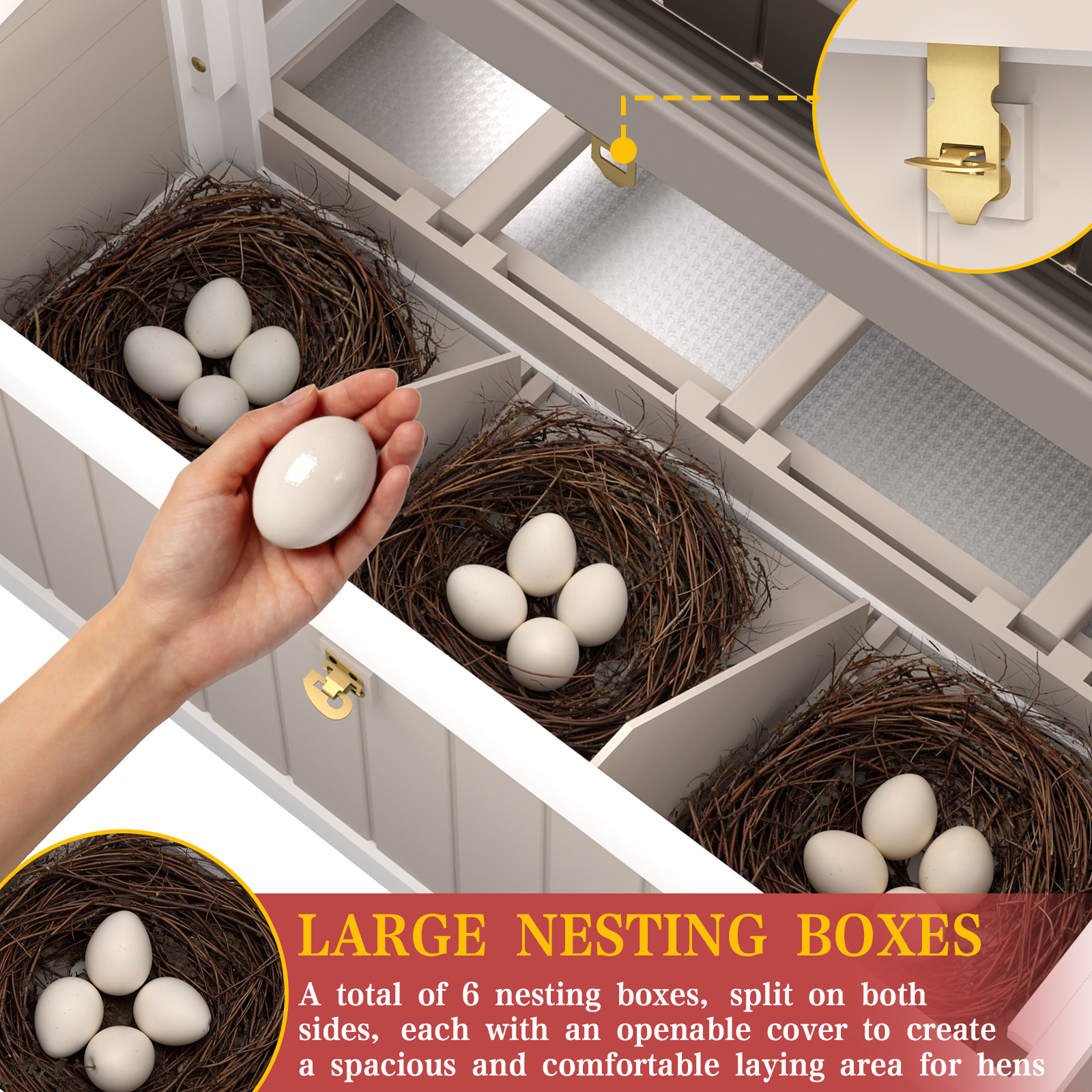 Large Expandable Chicken Coop with 6 Nesting Boxes & Run Ready-PET86