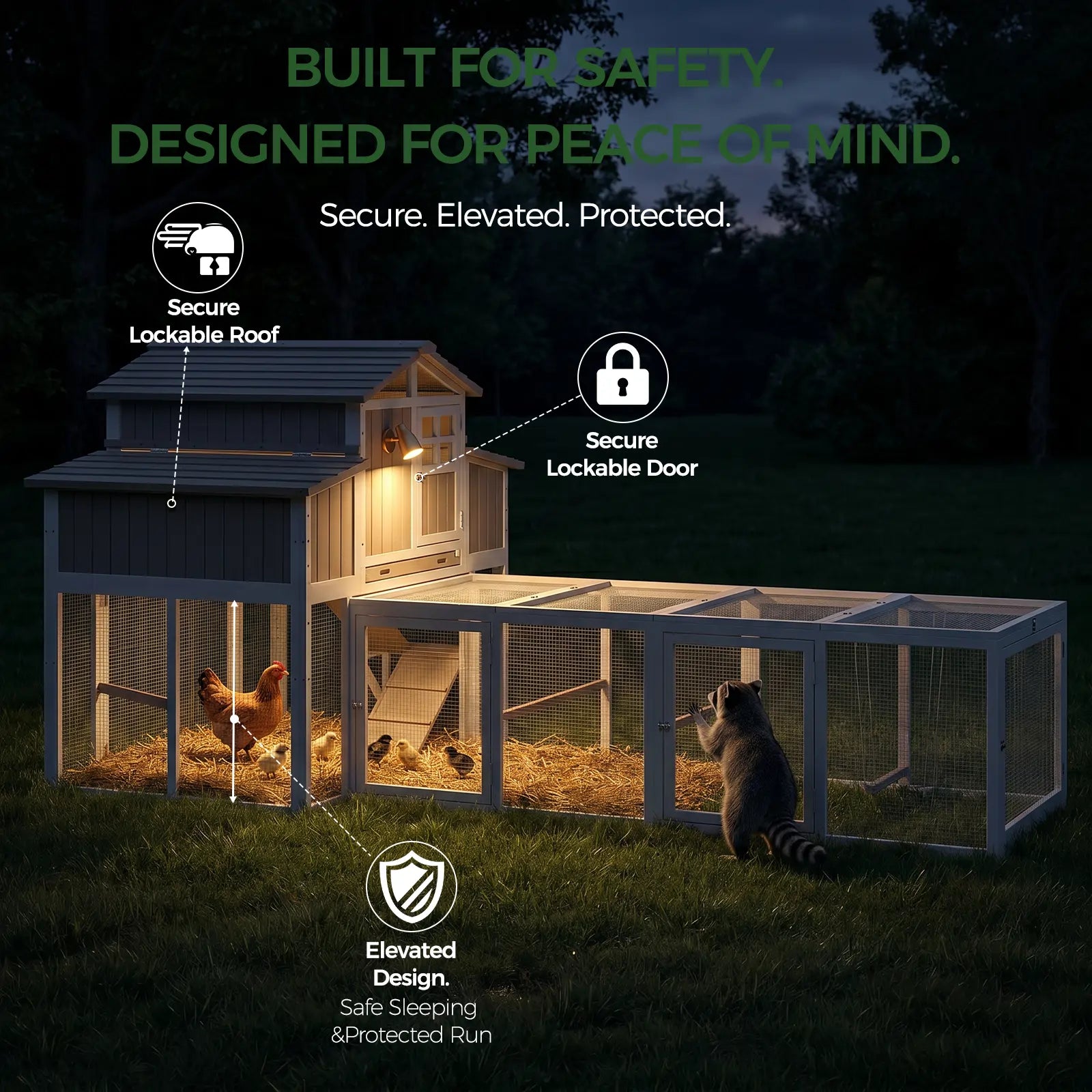 Large Expandable Chicken Coop – Predator-Proof Modular Hen House with Run (PET85 + PET88 Extensions)