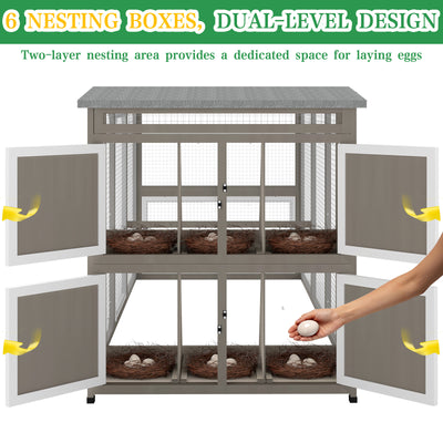 PETSCOSSET Outdoor Large Chicken Coop with Nesting Boxes for Yard Farm Backyard Hen House
