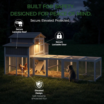 Medium Chicken Coop Predator-Proof for 2–4 Chickens Expandable to Large Coop - PET85