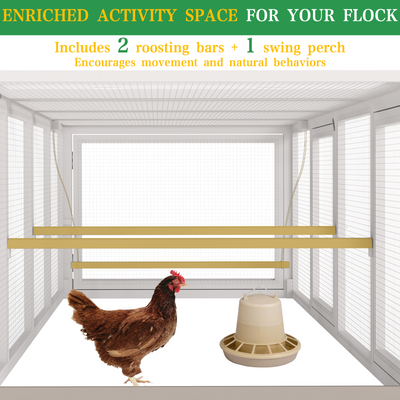 PETSCOSSET 106"L Chicken Coop with Run, Large Chicken Tractor Outdoor Hen House for 2-6 Chickens with 4 Nesting Boxes
