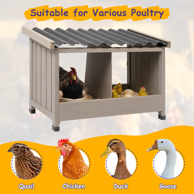 Brown wooden double nesting box with weather-resistant PVC roof