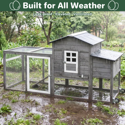 Medium Chicken Coop for 3-6 Chickens with Nesting Box, Tray and Wheels - PET21W