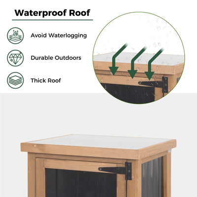 Outdoor Waterproof Storage Cabinet with Metal Top & Adjustable Shelves-GF35