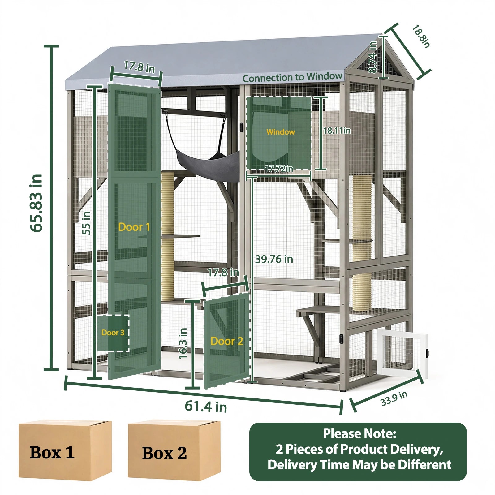 4-Story Large Catio Outdoor Enclosure with Waterproof Roof-PET90