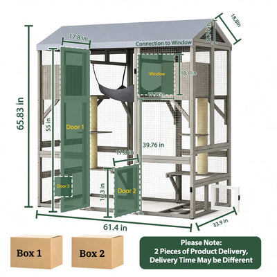 4-Story Large Catio Outdoor Enclosure with Waterproof Roof-PET90