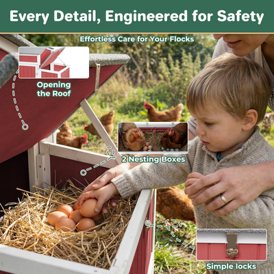 Small Chicken Coop with Run & Swing for 2–3 Chickens-Sloped Roof