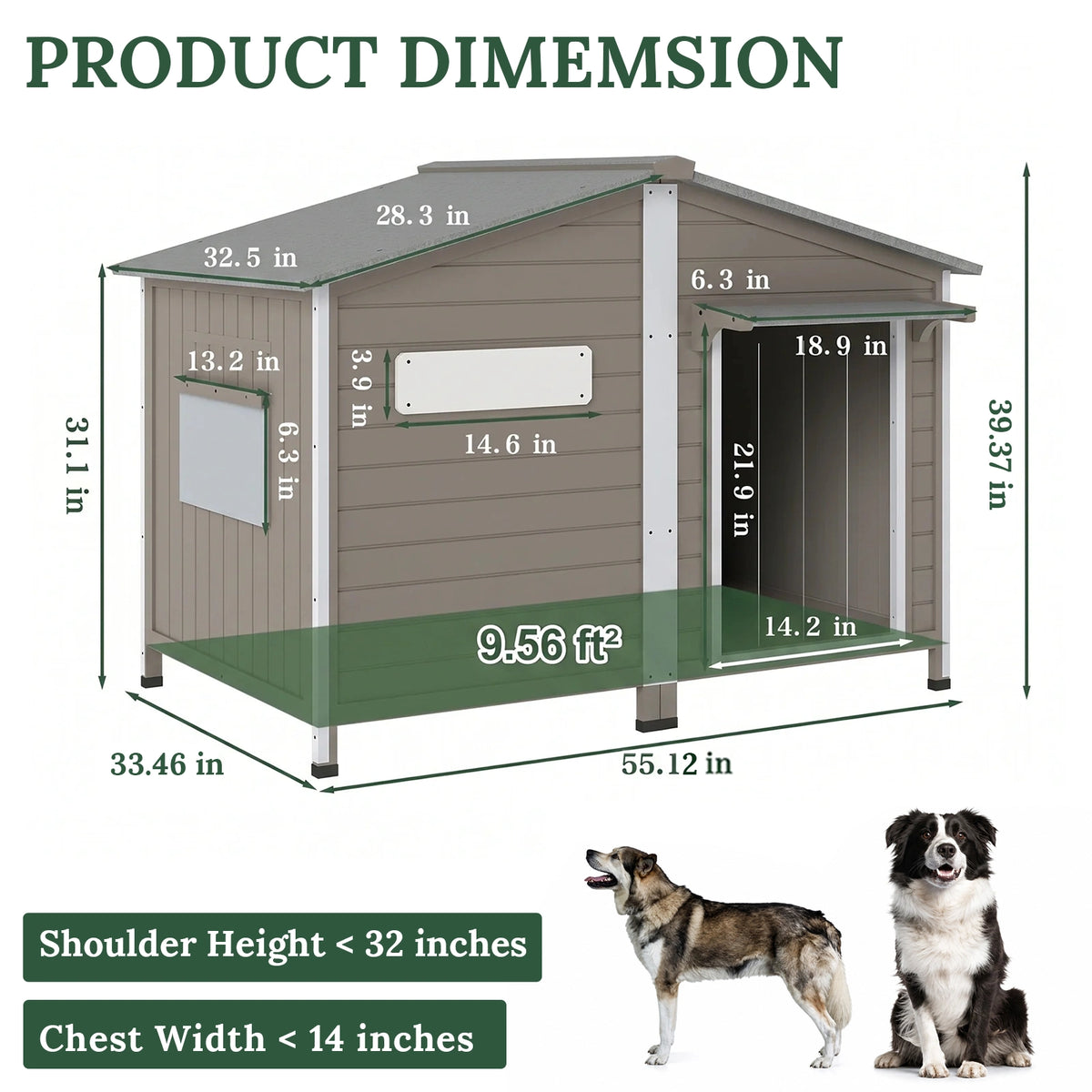 XL Dog House (55.1"L) - Chew-Proof Metal & Waterproof - PET57