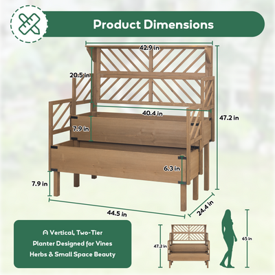 Raised Garden Bed - 2-Tier Vertical with Trellis