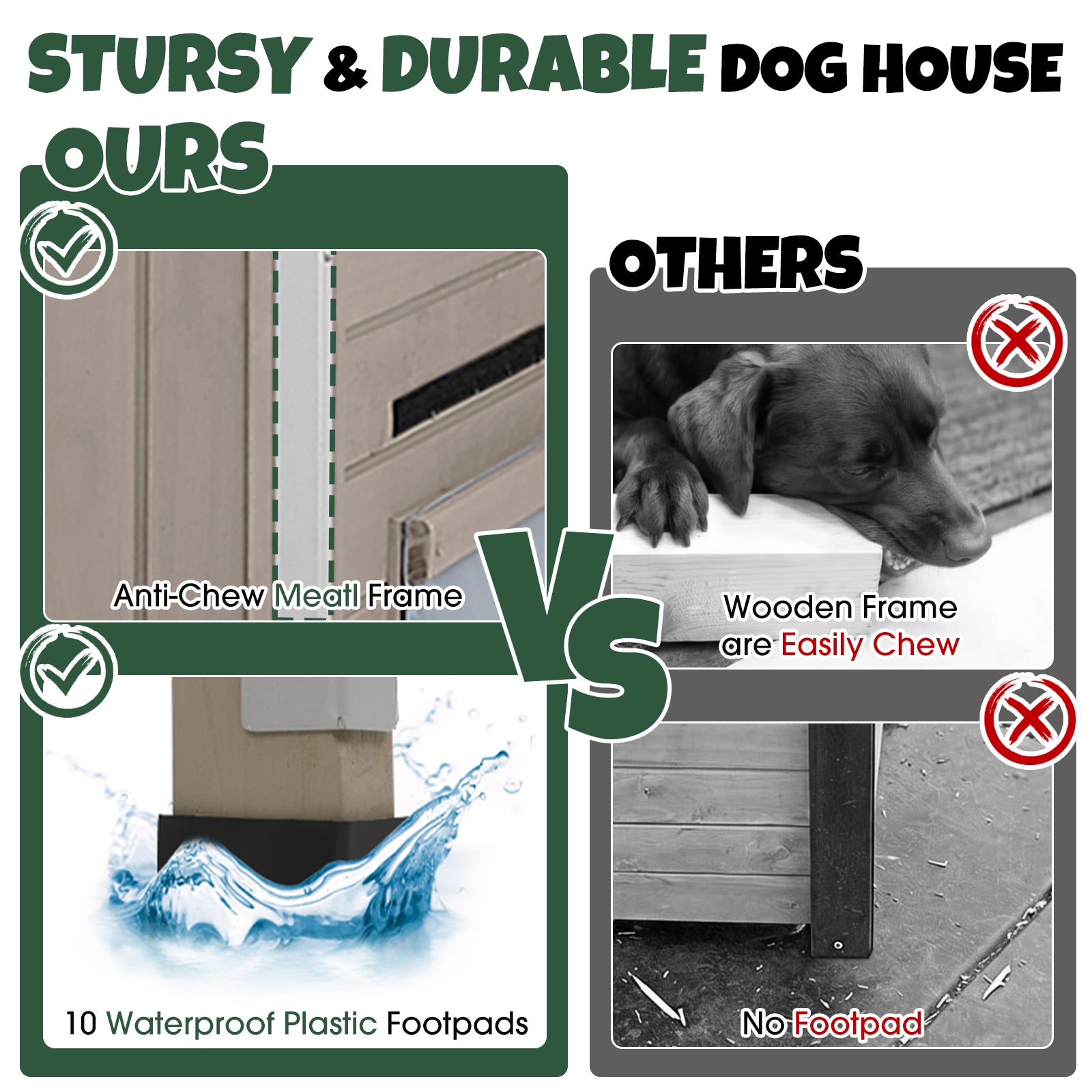 XL Dog House (55"L)- Chew-Proof Metal & Weatherproof-  220lbs Capacity - PET49
