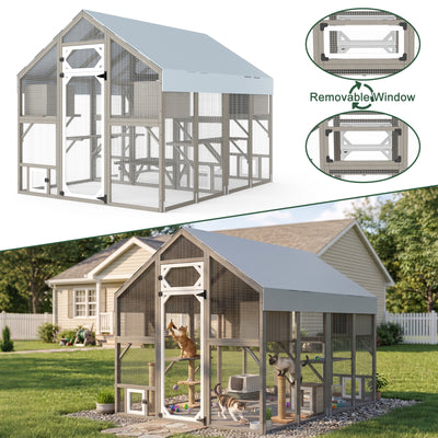 Large Walk-in Catio with 2 Rest Rooms & Multi-Platforms  - PET03