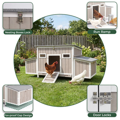 Medium Chicken Coop with Nesting Boxes for 3-5 Chickens - PET84