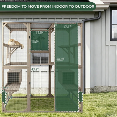 Large Solid Wood Outdoor Catio Enclosure with Platforms - PET16NEW