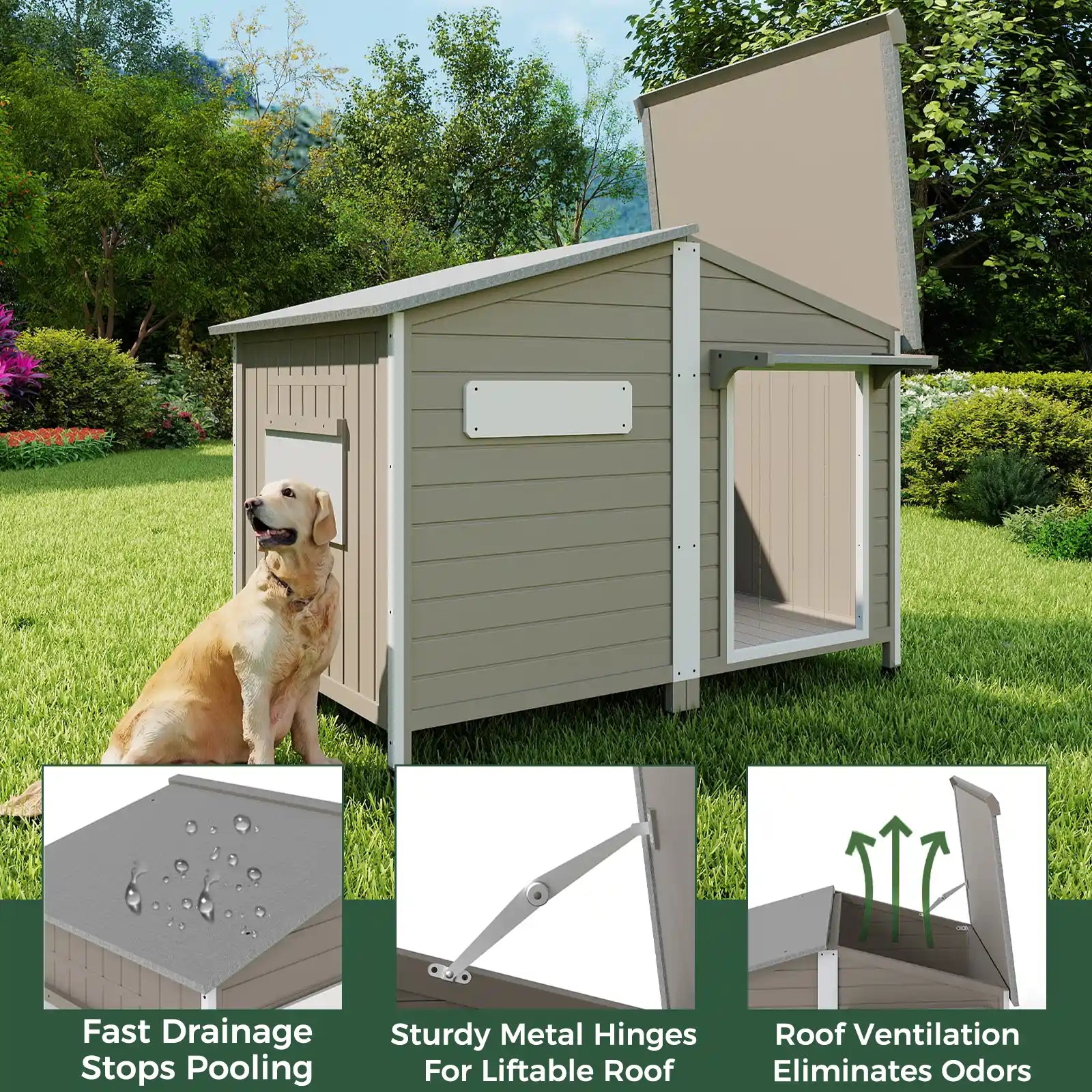 XL Dog House (55.1"L) - Chew-Proof Metal & Waterproof - PET57